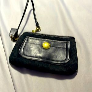 Black monogrammed mini Coach wallet wristlet used once